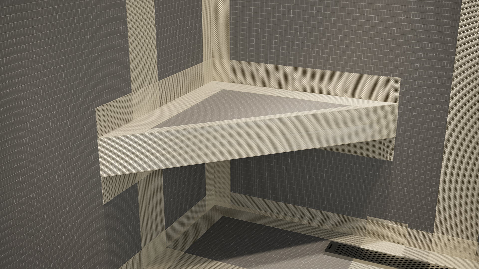 The Original Floating Corner Shower Bench Kit® by Original Granite Bracket™