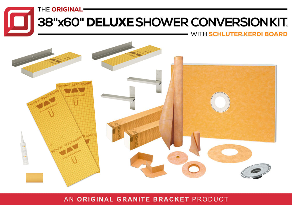 
                  
                    The Original Deluxe 38"x60" Shower Conversion Kit with Orange XPS Waterproof Board & Original Shower Bench®
                  
                