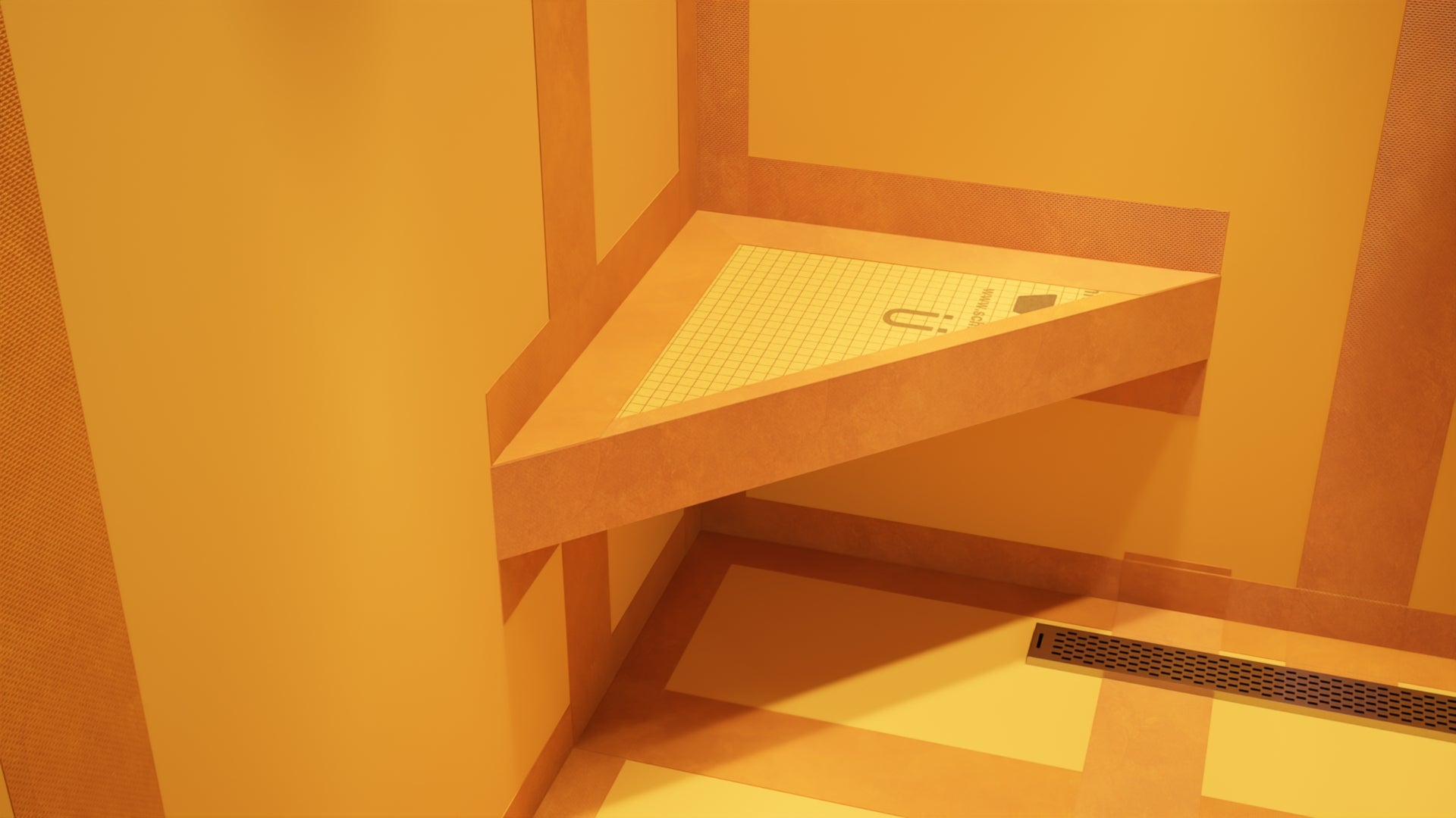 The Original Floating Corner Shower Bench Kit® with Orange XPS Waterproof Board