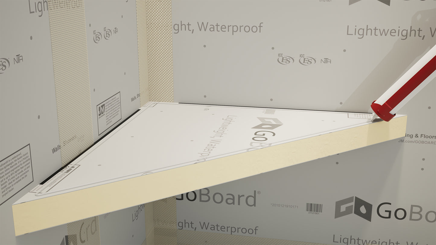 
                  
                    The Original Floating Corner Shower Bench Kit® with GoBoard® by Original Granite Bracket™
                  
                