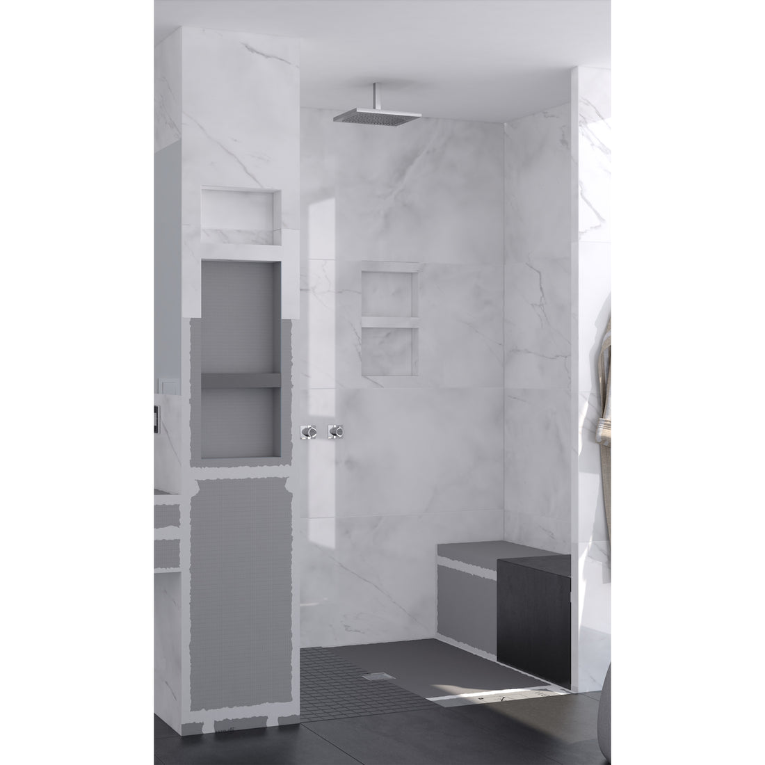 Custom Shower Kits | wedi® Curbless Shower Kits - Center Drain - Ligno ...