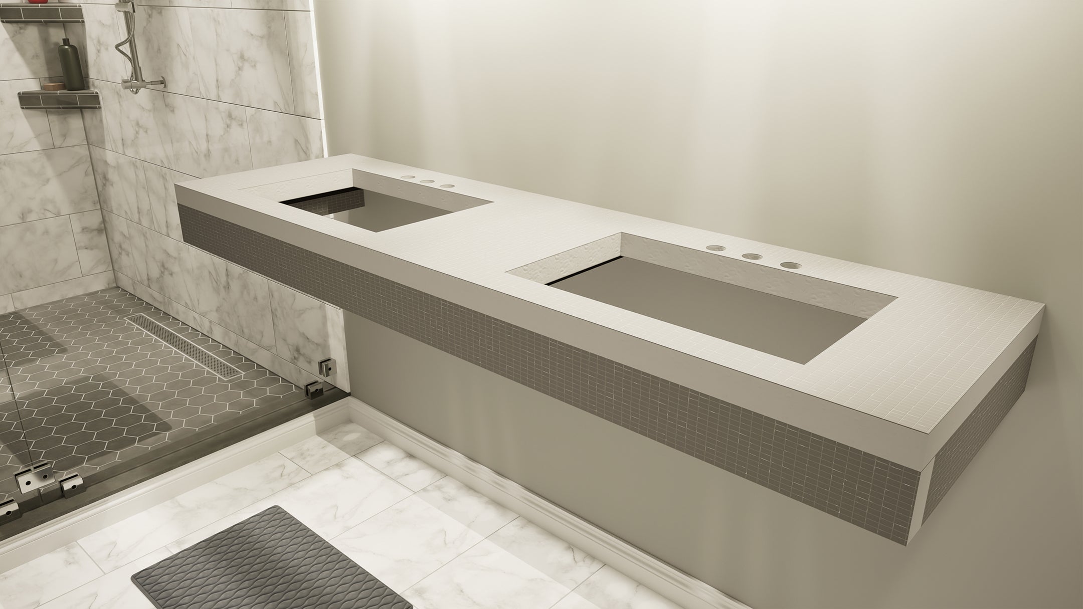 *New* The Original Free Floating Bathroom Vanity Kit® with Dural Tilux Board® - Original Vanity Bracket®