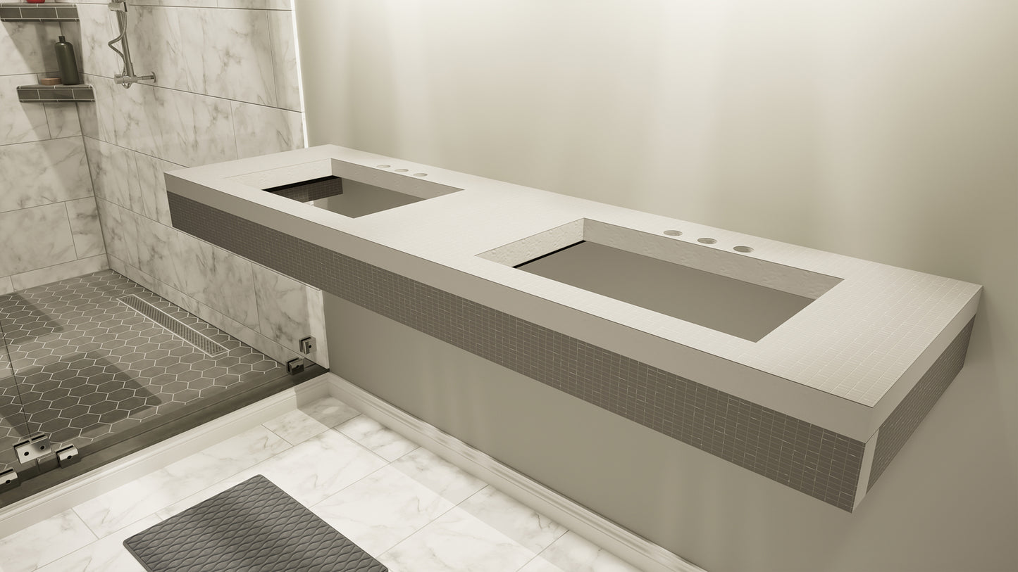 
                  
                    *New* The Original Free Floating Bathroom Vanity Kit with Dural Tilux Board® - Original Vanity Bracket®
                  
                