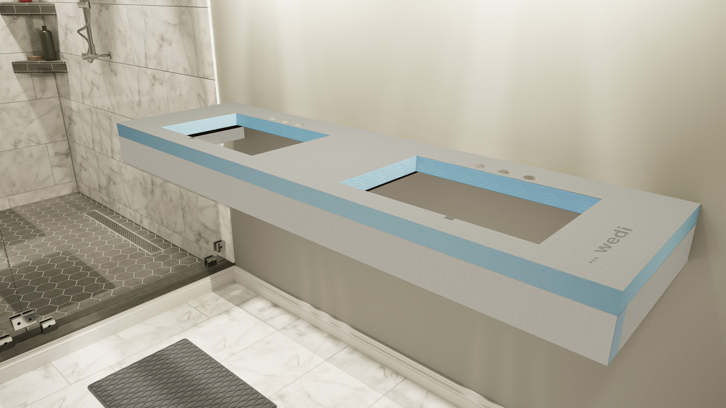 
                  
                    The Original Free Floating Bathroom Vanity Kit™ with wedi® Building Boards & Original Vanity Bracket®
                  
                