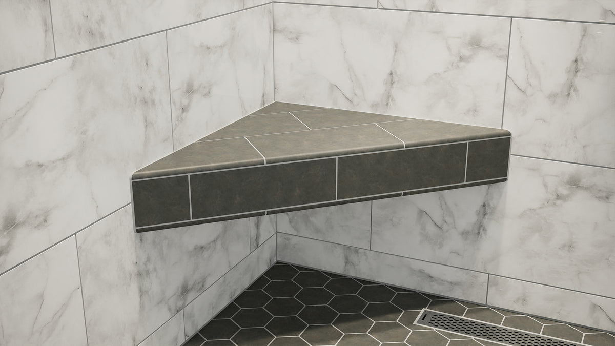 Floating Corner Shower Bench Kit with GoBoard & Brackets - The Original ...