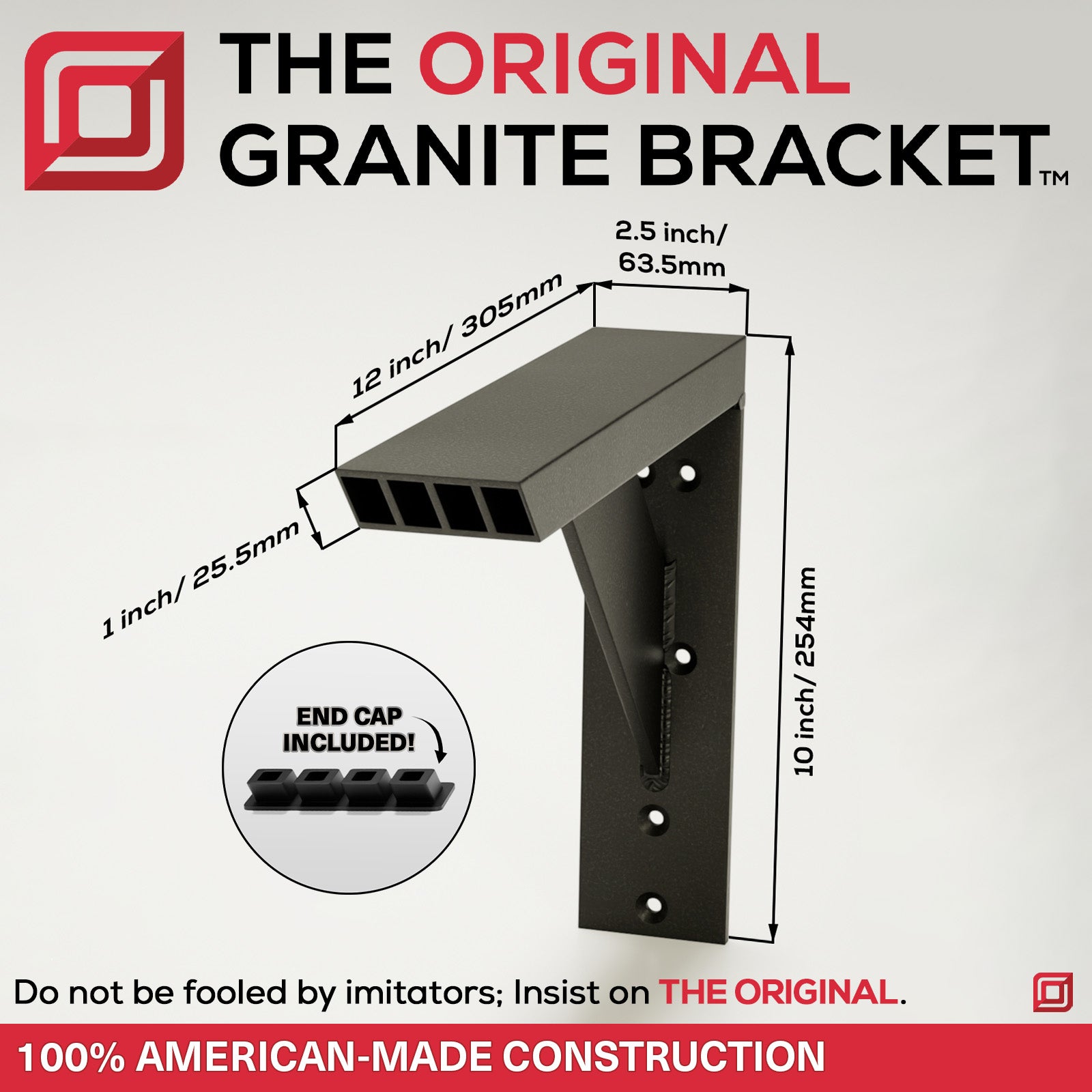 Weldpress Raw Steel Metal Floating Shelf Bracket For Granite Marble Quartz
