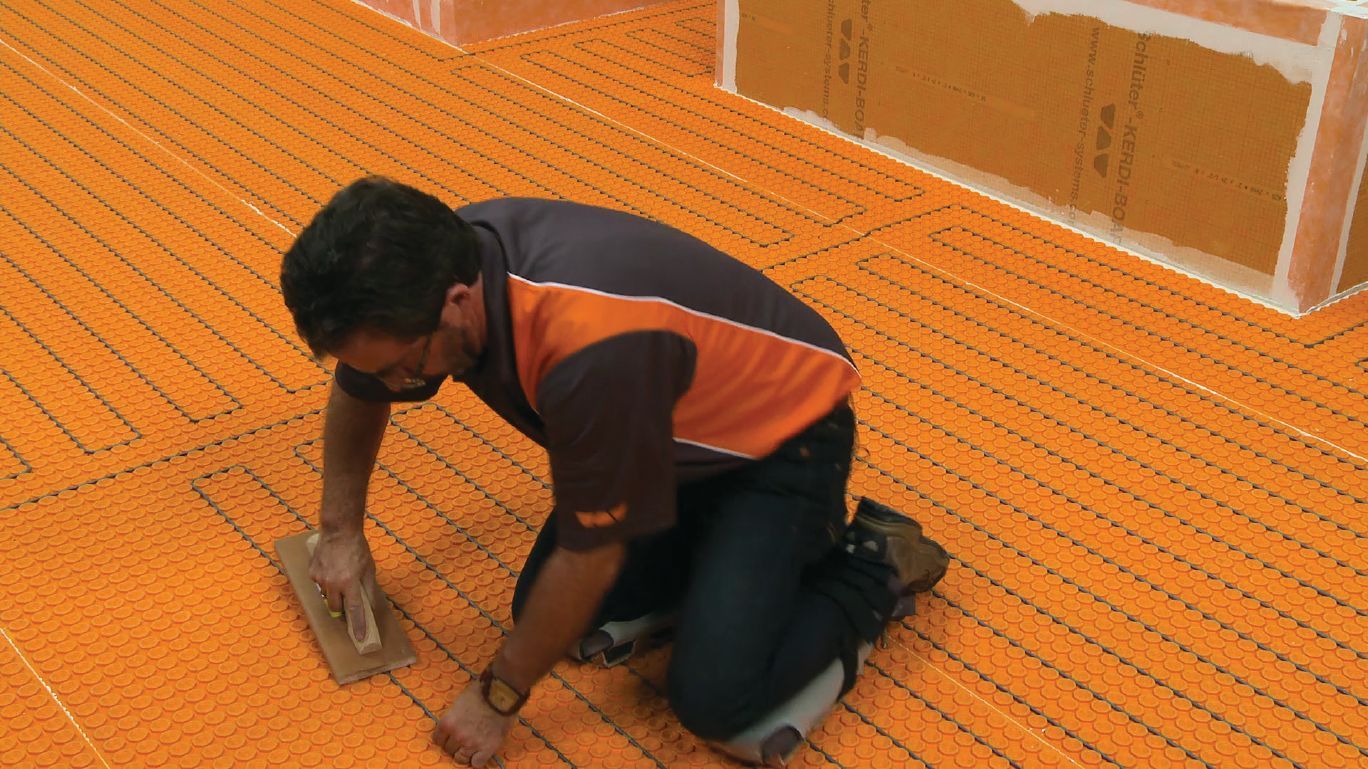 
                  
                    Electric radiant floor heating cables used with DITRA-HEAT membrane
                  
                