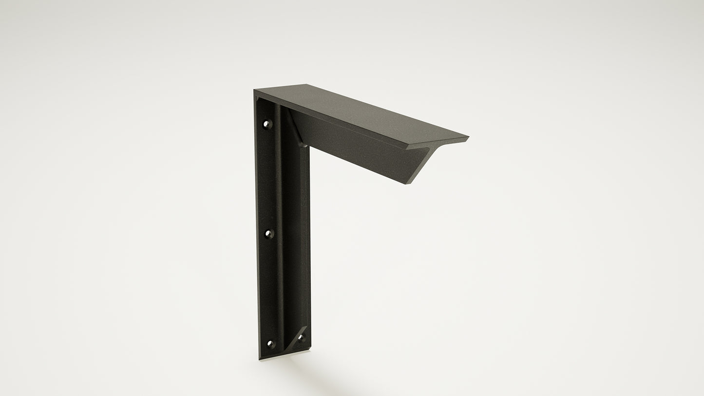 A right-angle view of a Heavy-duty Utility Bracket by The Original Granite Bracket floating on a white background.