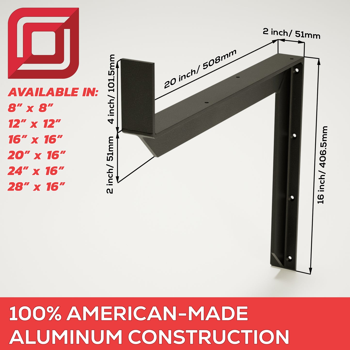 BackRack 81003 Utility Light Bracket; Universal; 6.5 in. Base, Passenger Side BackRack 81003 Utility Light Bracket; Universal; 6.5 in. Base, Passenger Side