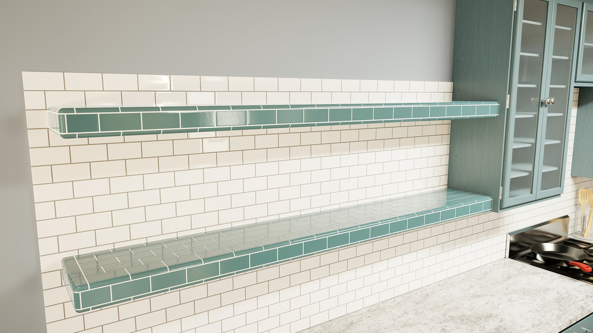 The Original™ Ready-to-Tile Free Floating Shelf with Orange Waterproof ...