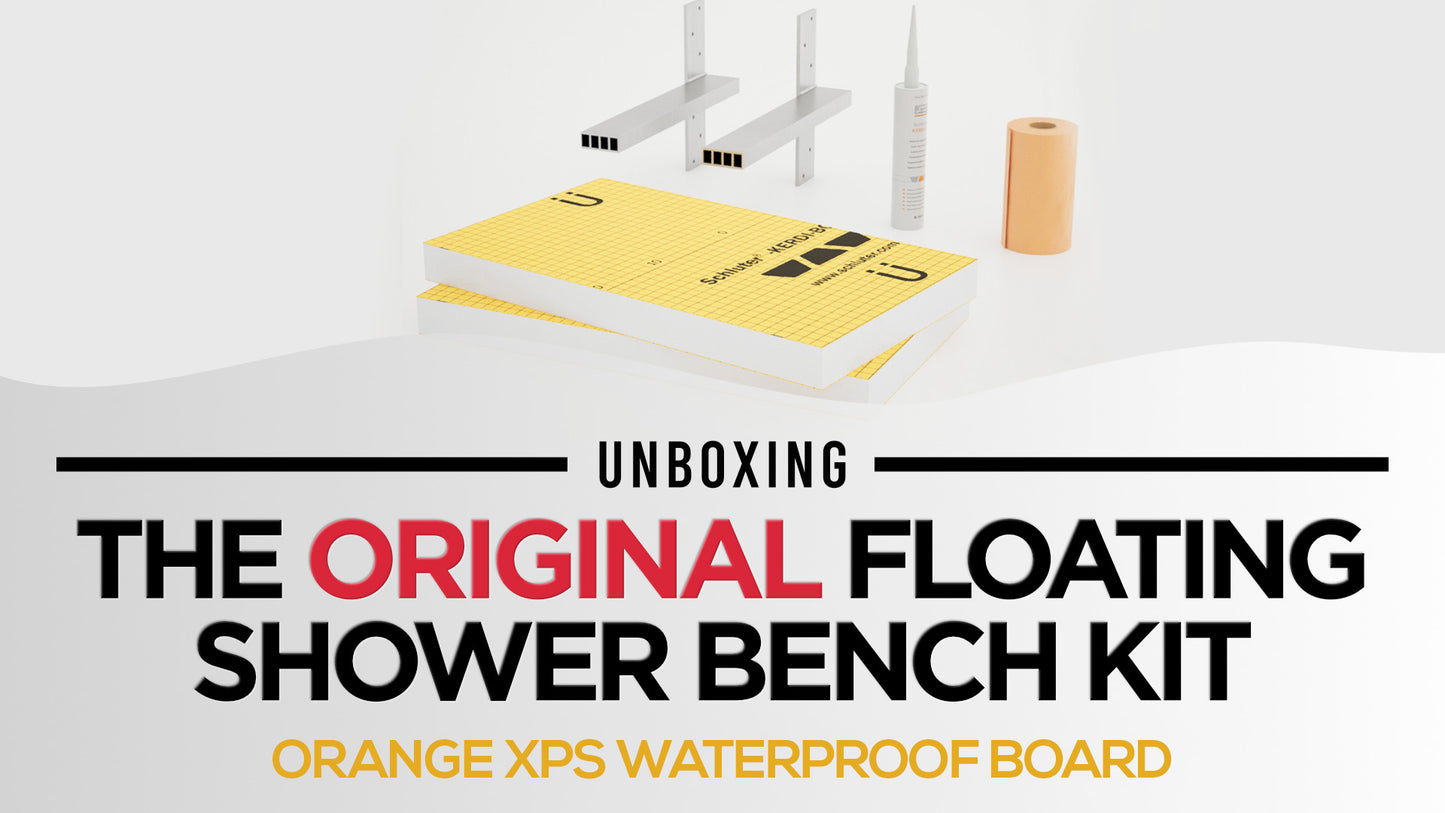 The Original Floating Shower Bench Kit­™ with Orange Waterproof Board & Original Shower Bench Bracket®