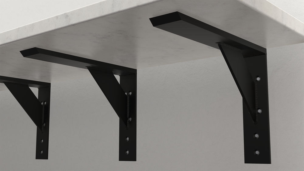 
                  
                    3 Large Shelf Brackets holding a white marble countertop.
                  
                